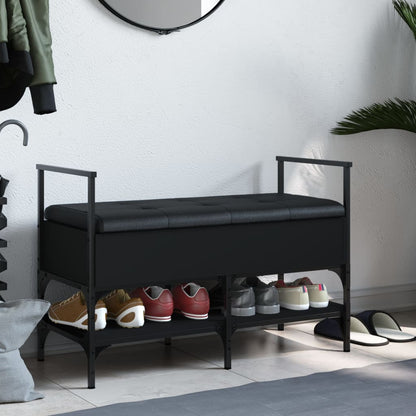 Panca Portaoggetti Nera 85,5X42X57,5 Cm In Legno Multistrato