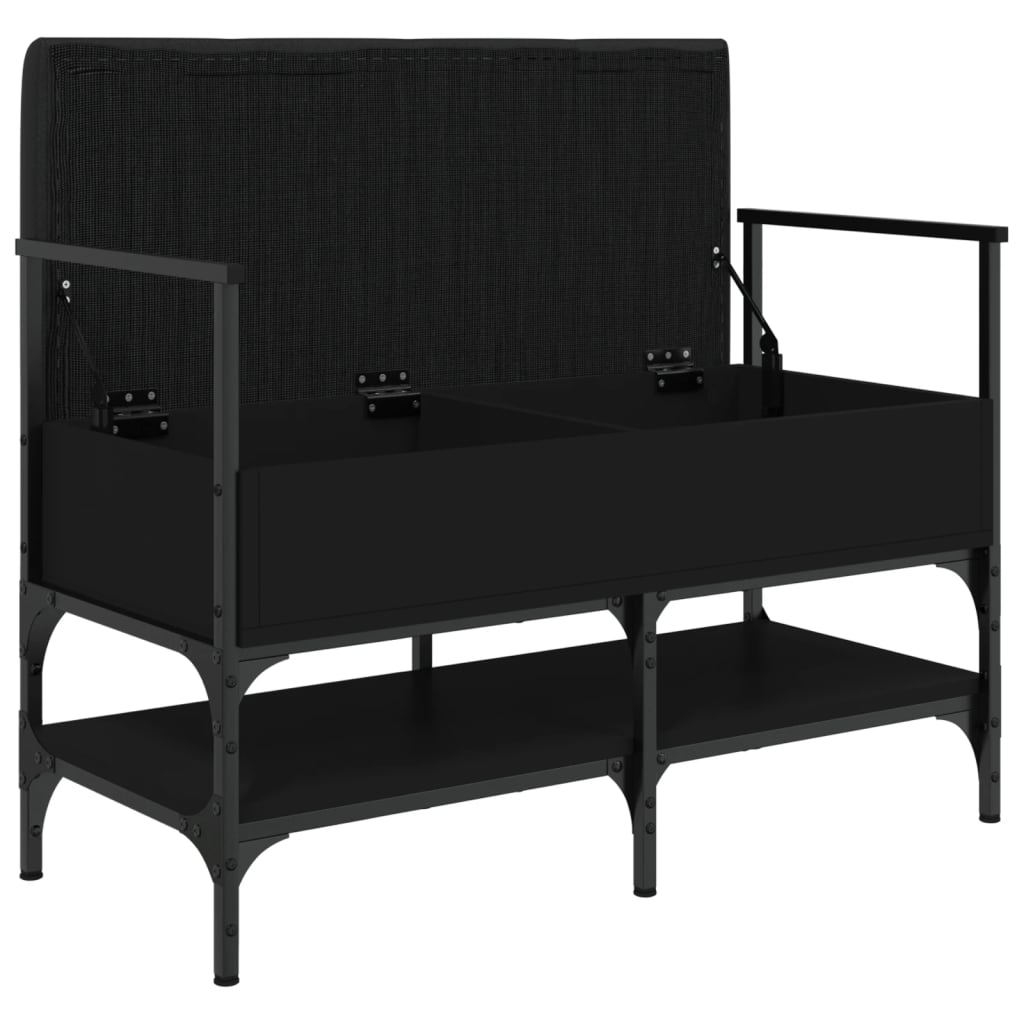Panca Portaoggetti Nera 85,5X42X57,5 Cm In Legno Multistrato