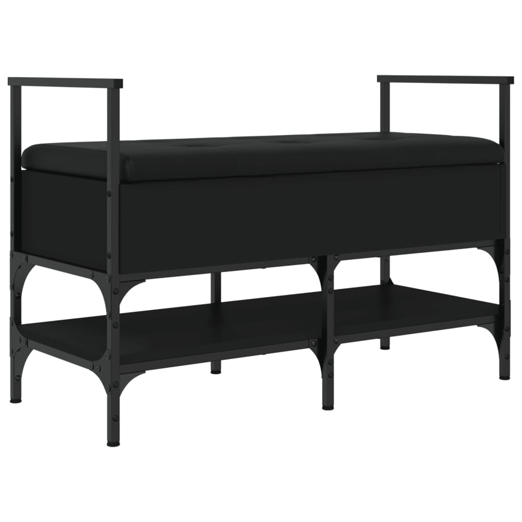 Panca Portaoggetti Nera 85,5X42X57,5 Cm In Legno Multistrato