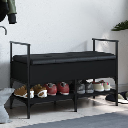 Panca Portaoggetti Nera 85,5X42X57,5 Cm In Legno Multistrato