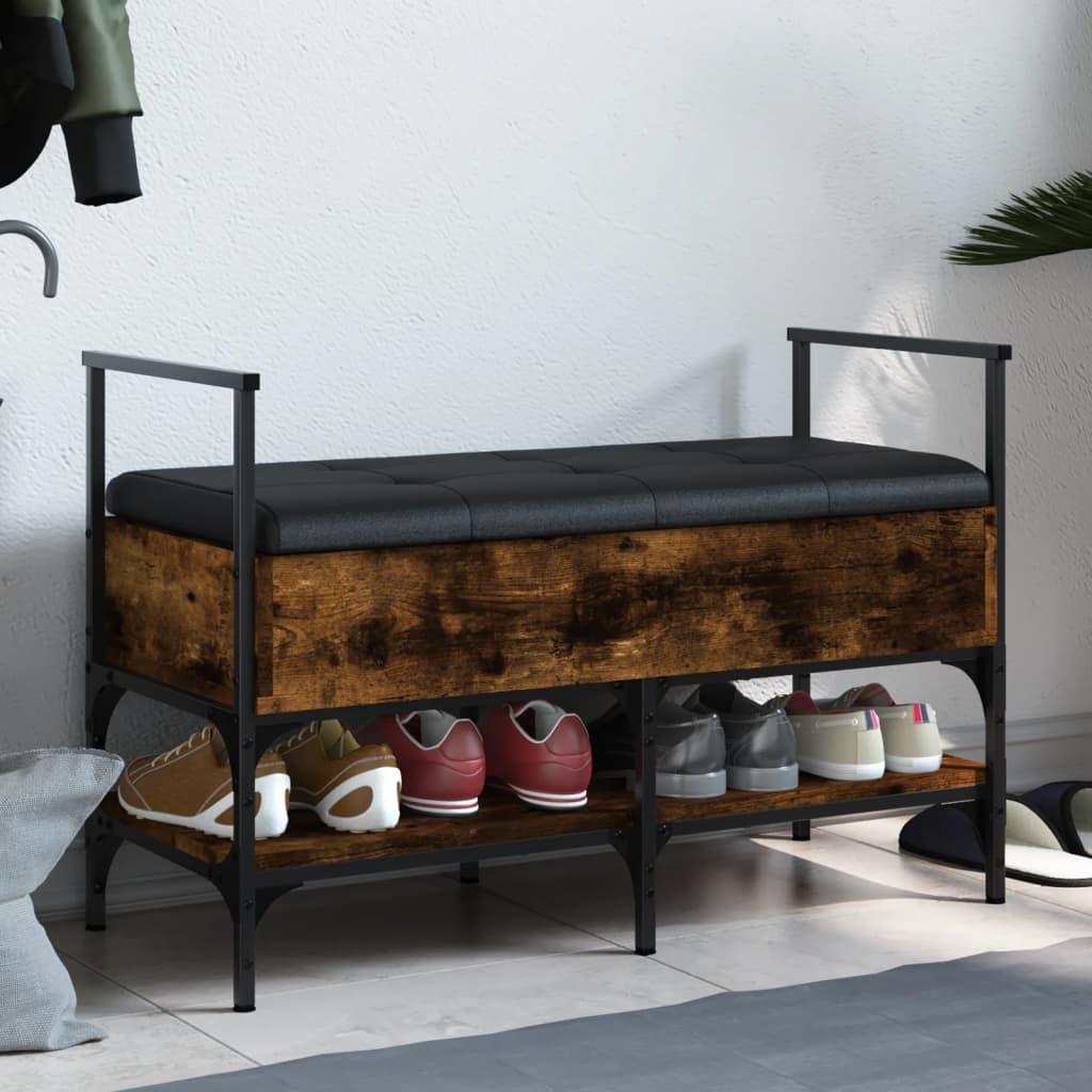 Panca Portaoggetti Nera 85,5X42X57,5 Cm In Legno Multistrato