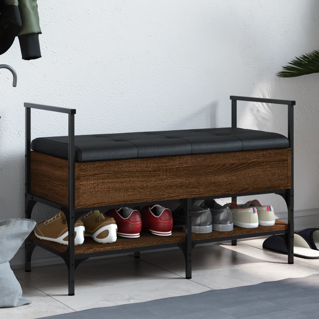 Panca Portaoggetti Nera 85,5X42X57,5 Cm In Legno Multistrato