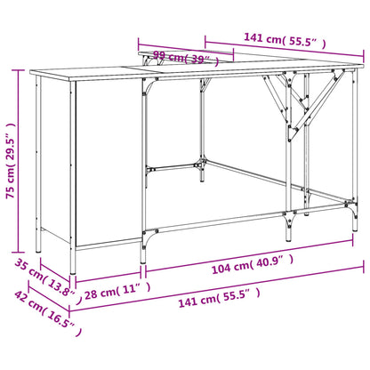 Scrivania 141X141X75 Cm In Legno Multistrato