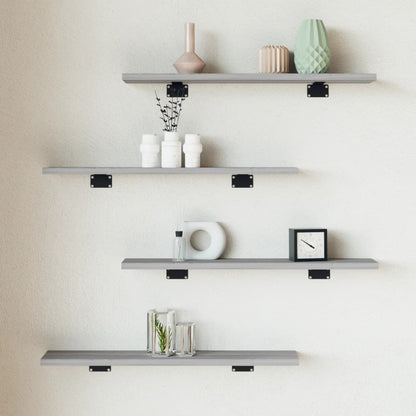 Mensole Parete 4Pz Grigio Sonoma 60X10X1,5Cm Legno Multistrato