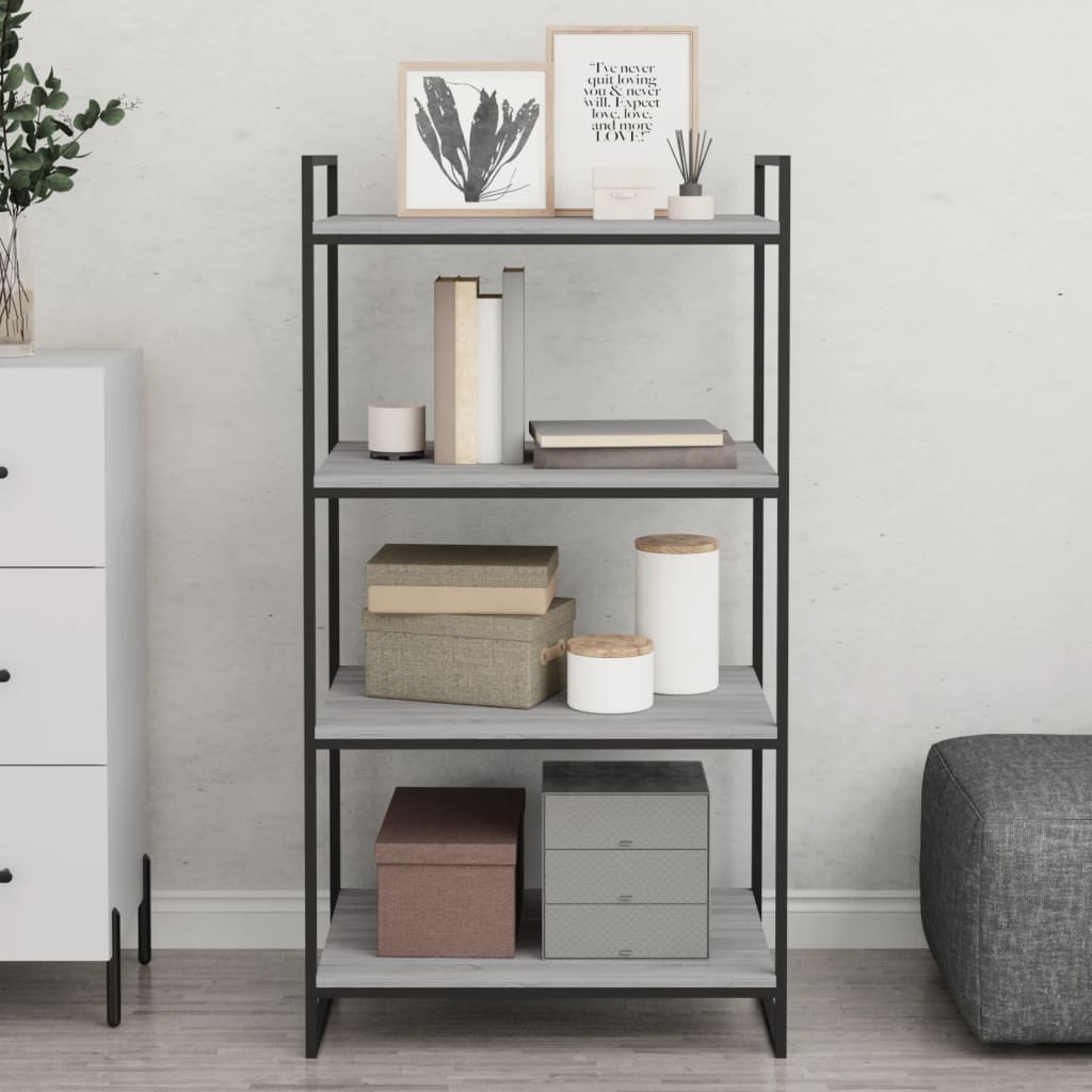 Mensole Parete 4Pz Grigio Sonoma 60X40X1,5 Cm Legno Multistrato