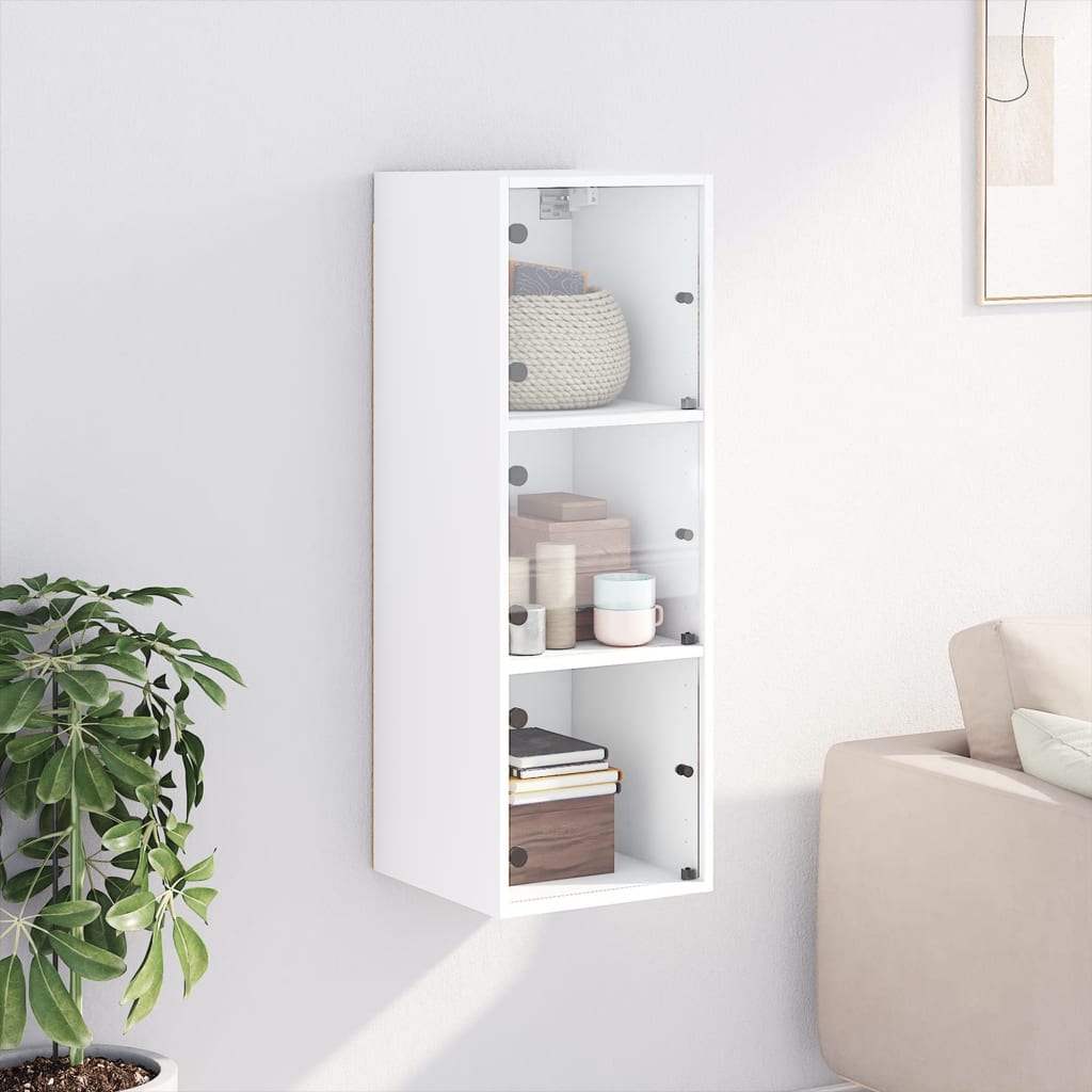Mobile A Muro Con Ante In Vetro 35X37X100 Cm