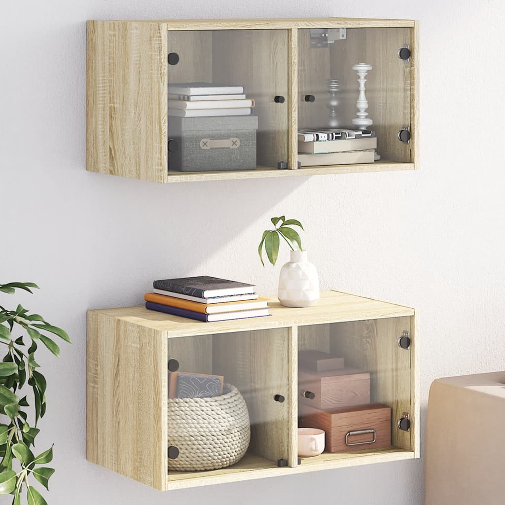 Mobile A Muro Con Ante In Vetro 68,5X37X35 Cm