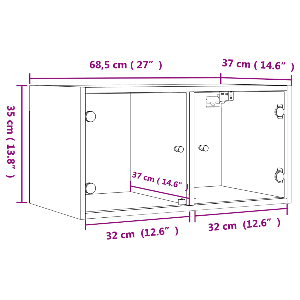 Mobile A Muro Con Ante In Vetro 68,5X37X35 Cm