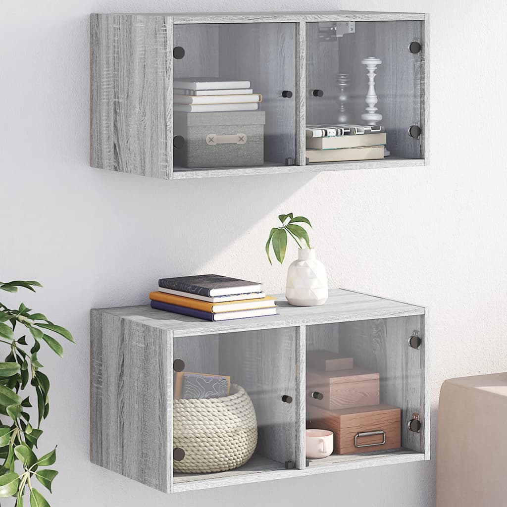 Mobile A Muro Con Ante In Vetro 68,5X37X35 Cm