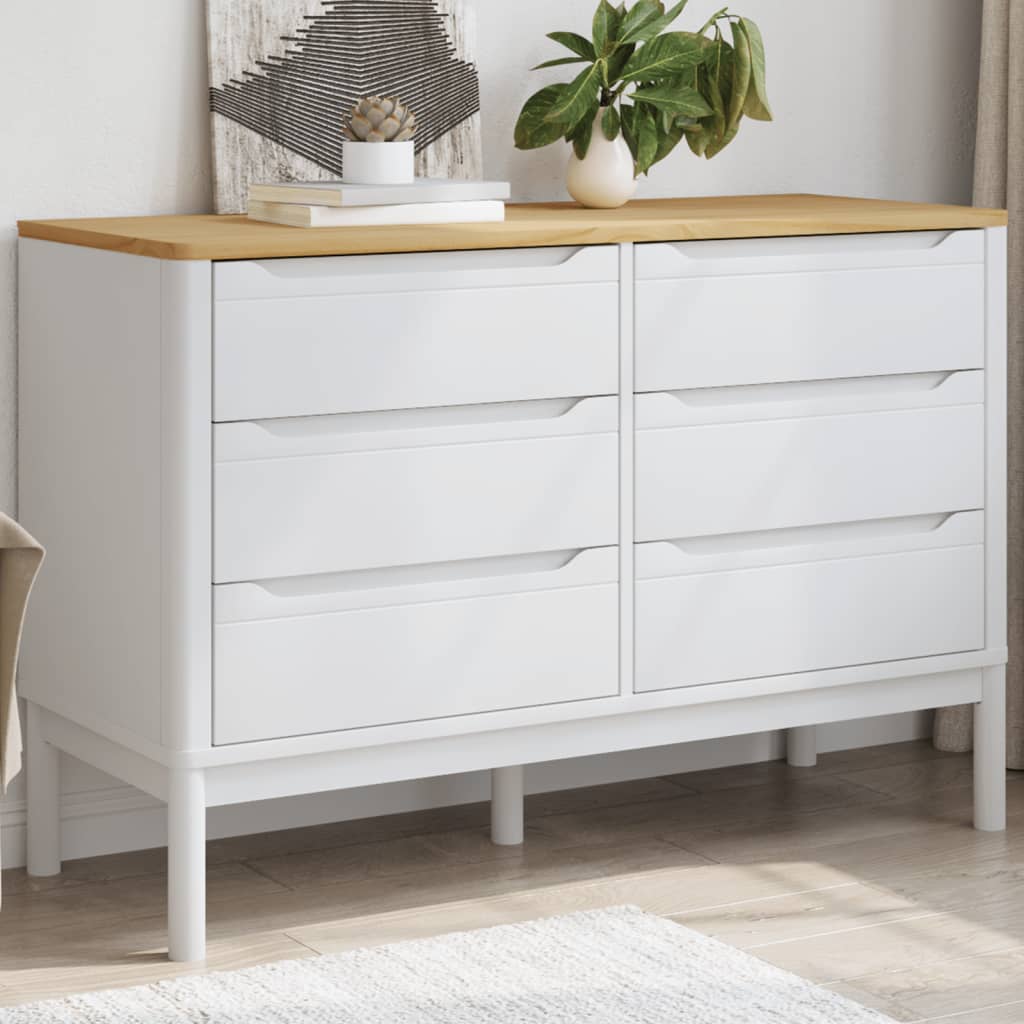 Cassettiera Floro Grigia In Legno Massello Di Pino