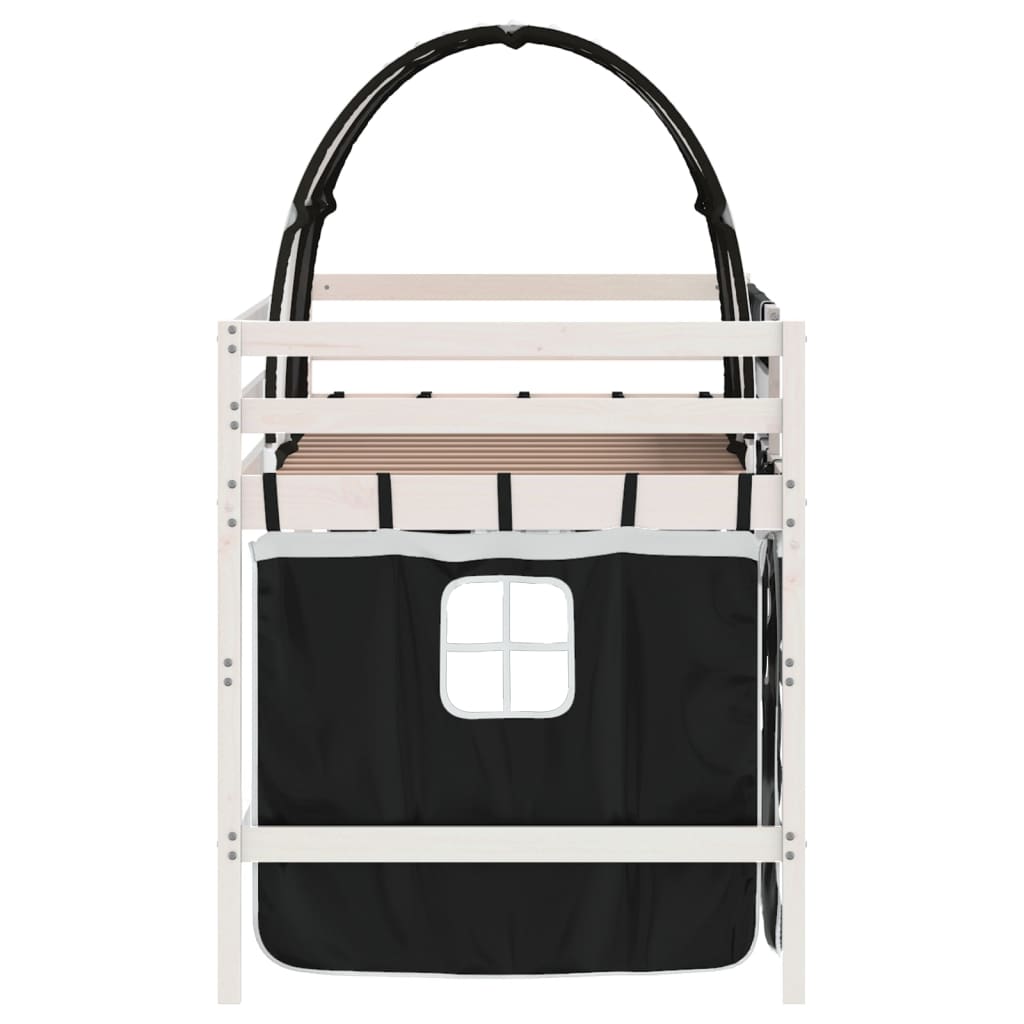 Letto A Soppalco Con Tunnel Bambini Bianco E Nero 90X200Cm Pino