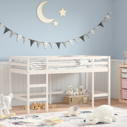 Letto Soppalco Con Scala Bambini Marrone 80X200Cm Massello Pino
