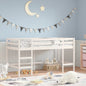 Letto Soppalco Con Scala Bambini Marrone 80X200Cm Massello Pino