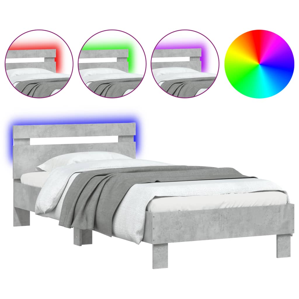 Giroletto Con Testiera E Led Grigio Cemento