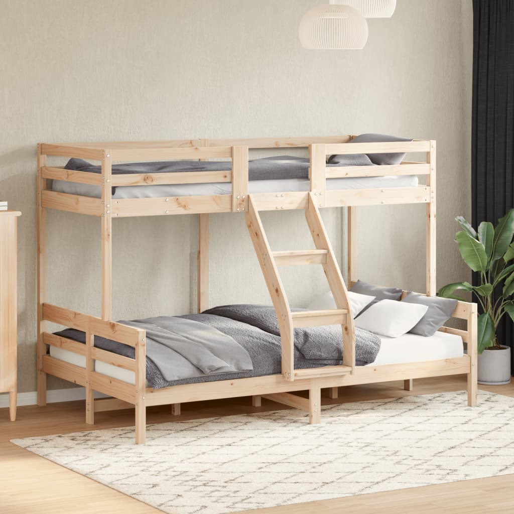 Letto A Castello 80X200/120X200 Cm Marrone Cera Massello Pino