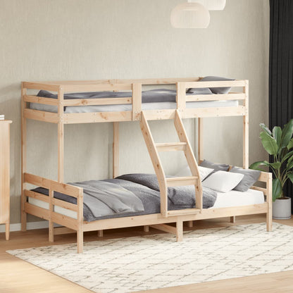 Letto A Castello 80X200/120X200 Cm Marrone Cera Massello Pino