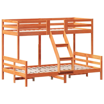 Letto A Castello 80X200/120X200 Cm Marrone Cera Massello Pino