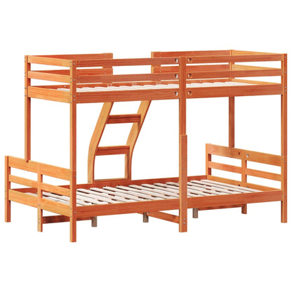 Letto A Castello 80X200/120X200 Cm Marrone Cera Massello Pino