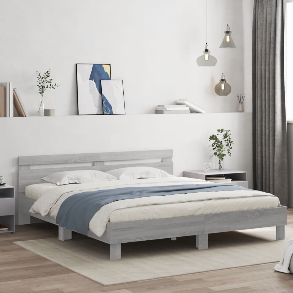 Giroletto Con Testiera E Led Grigio Sonoma