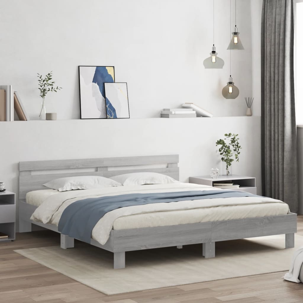 Giroletto Con Testiera E Led Grigio Sonoma