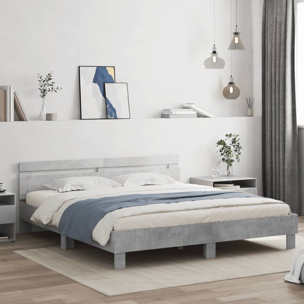 Giroletto Con Testiera E Led Grigio Cemento