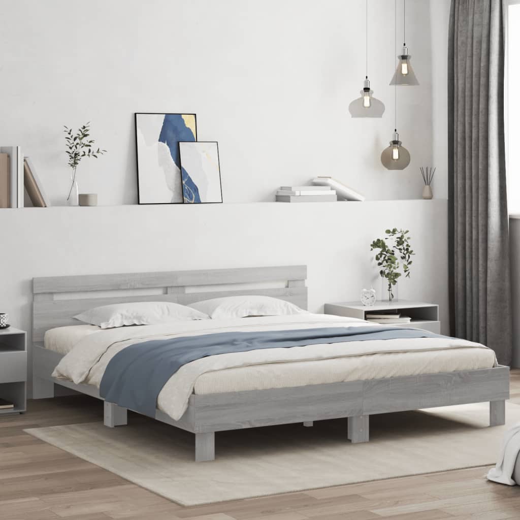Giroletto Con Testiera E Led Grigio Sonoma