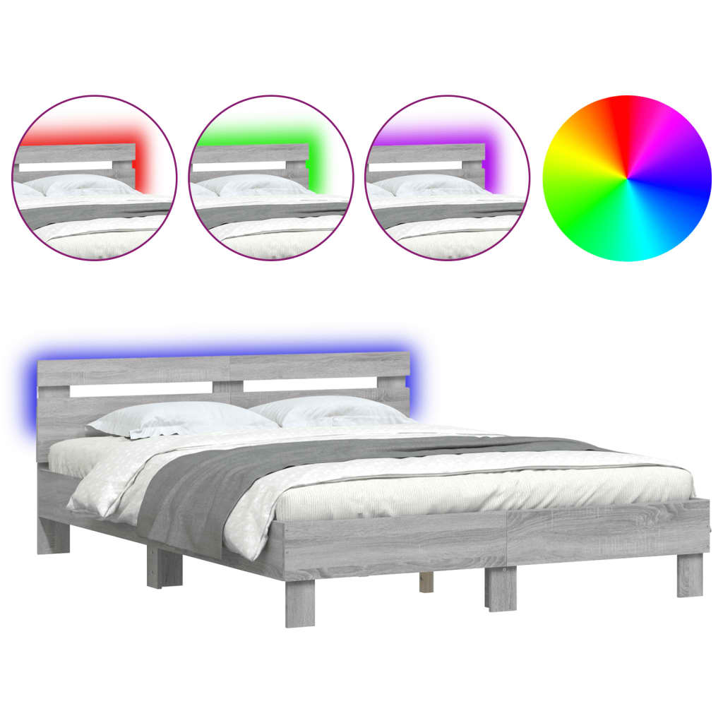 Giroletto Con Testiera E Led Grigio Sonoma