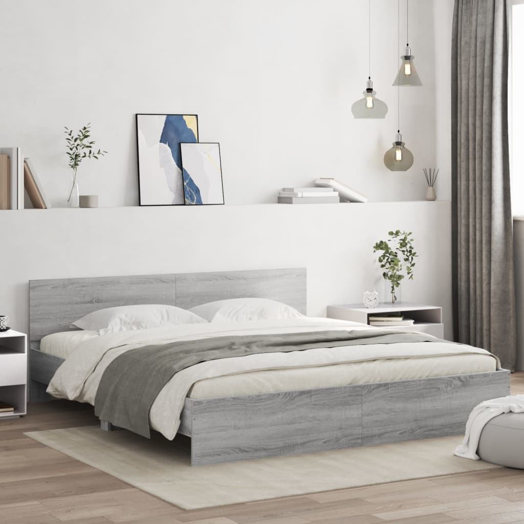 Giroletto Con Testiera E Led Grigio Sonoma