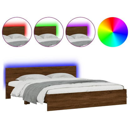 Giroletto Con Testiera E Led Rovere Marrone
