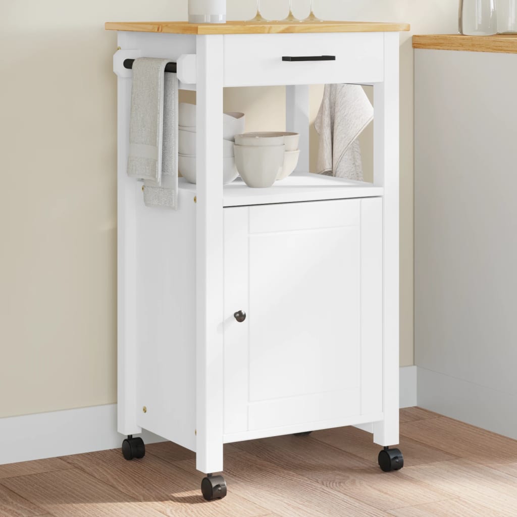 Carrello Da Cucina Monza 48X40X88,5 Cm In Legno Massello Di Pino