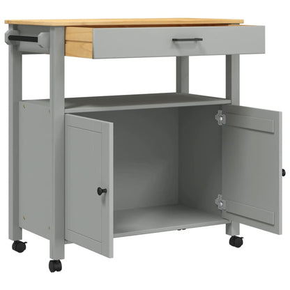 Carrello Da Cucina Monza 84X40X88,5 Cm In Legno Massello Di Pino Bianco