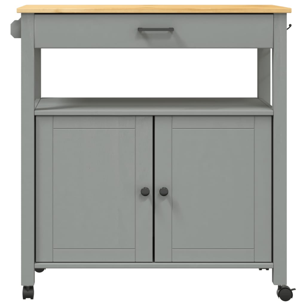 Carrello Da Cucina Monza 84X40X88,5 Cm In Legno Massello Di Pino Bianco