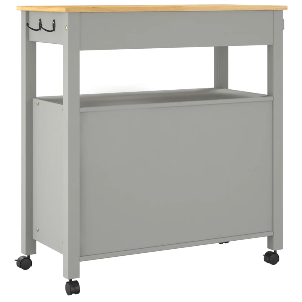 Carrello Da Cucina Monza 84X40X88,5 Cm In Legno Massello Di Pino Bianco