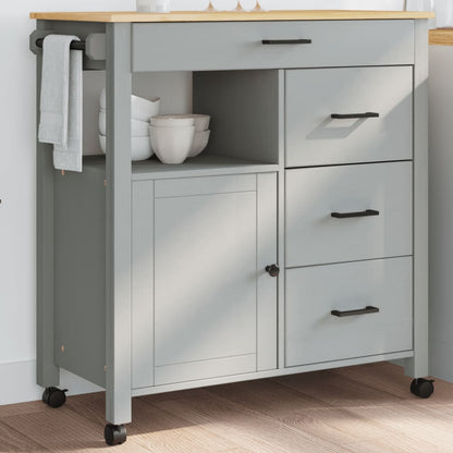 Carrello Da Cucina Monza 84X40X88,5 Cm In Legno Massello Di Pino