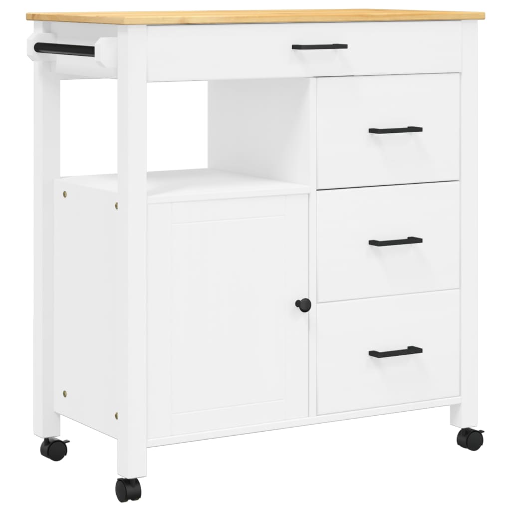 Carrello Da Cucina Monza 84X40X88,5 Cm In Legno Massello Di Pino