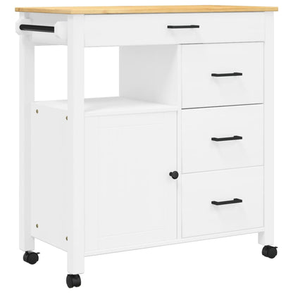 Carrello Da Cucina Monza 84X40X88,5 Cm In Legno Massello Di Pino
