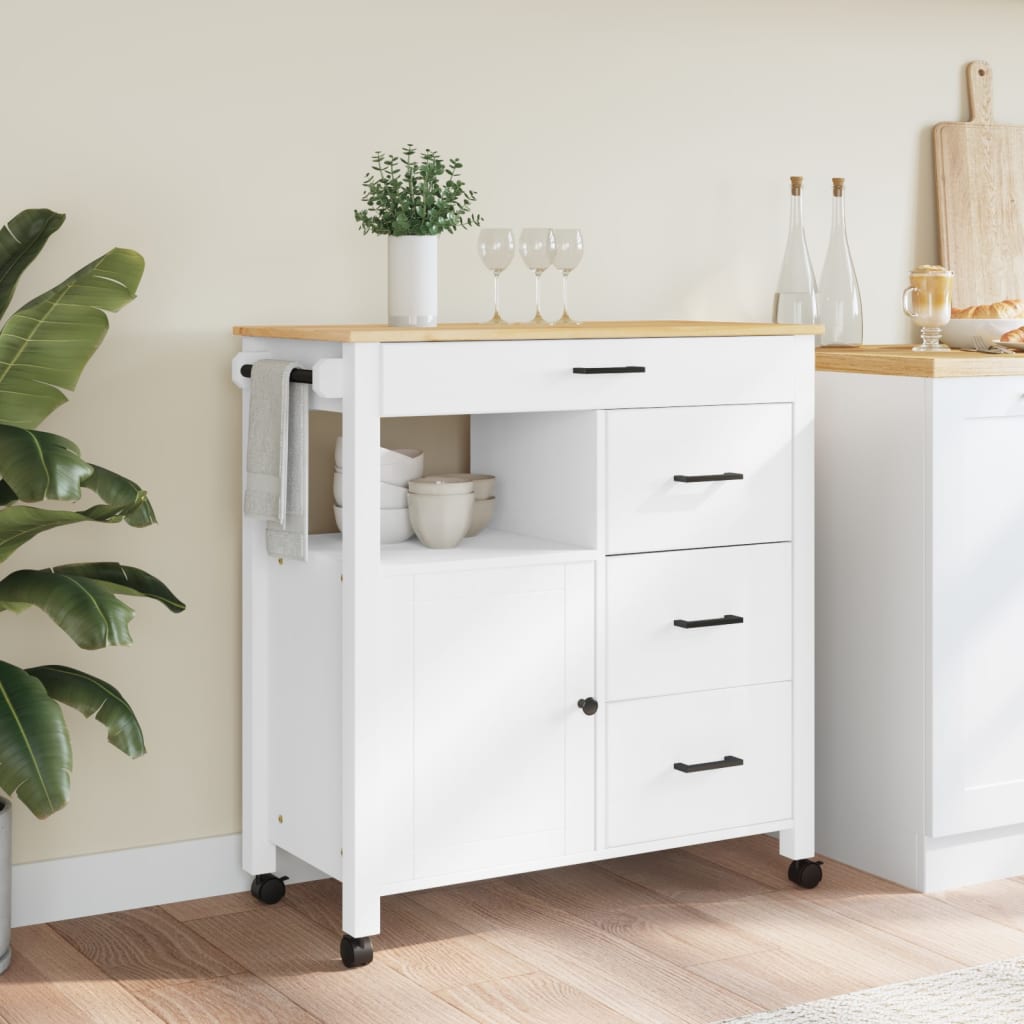 Carrello Da Cucina Monza 84X40X88,5 Cm In Legno Massello Di Pino