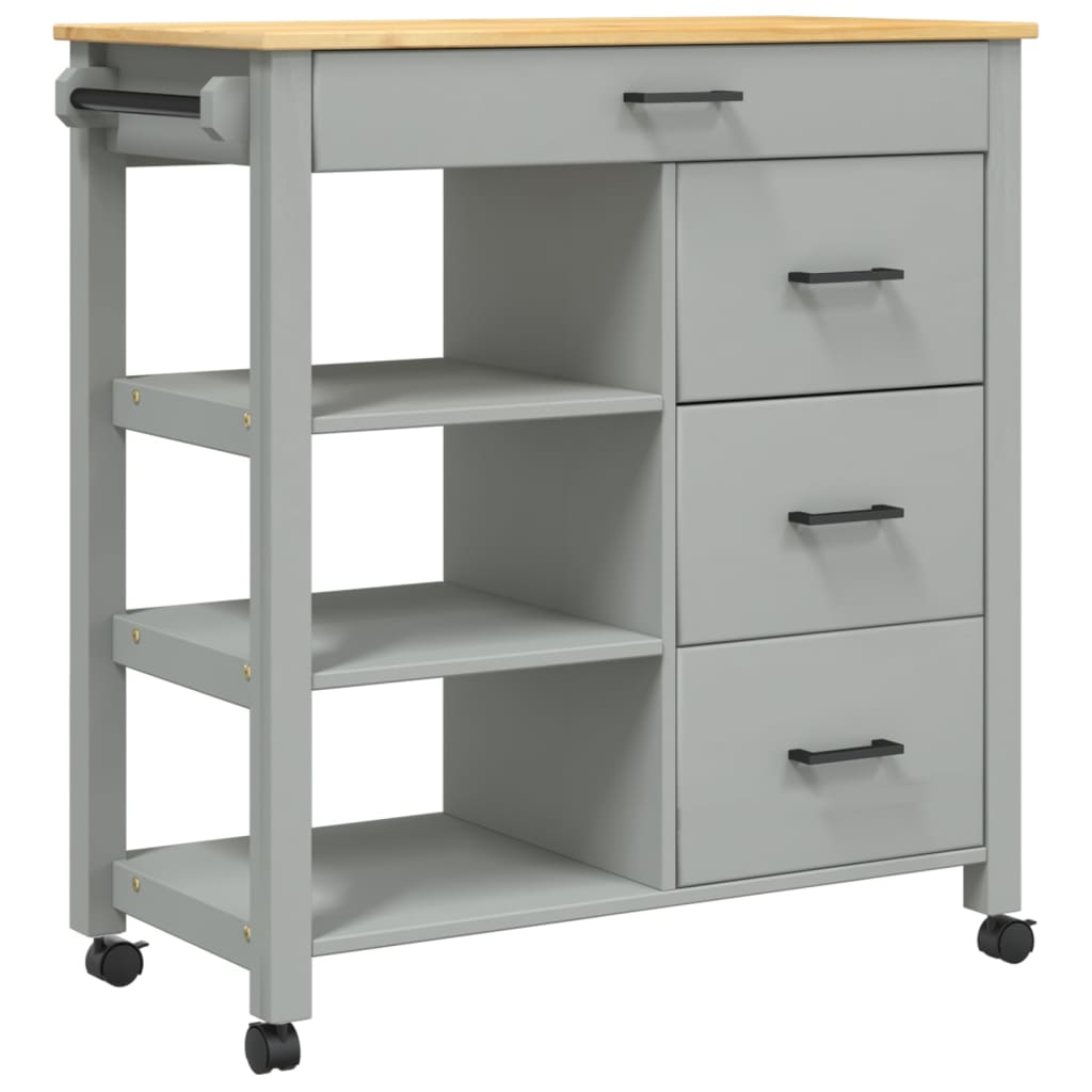 Carrello Da Cucina Monza 84X40X88,5 Cm In Legno Massello Di Pino
