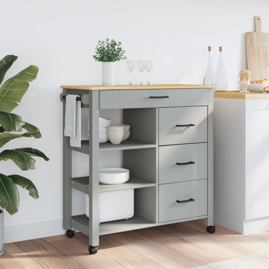 Carrello Da Cucina Monza 84X40X88,5 Cm In Legno Massello Di Pino