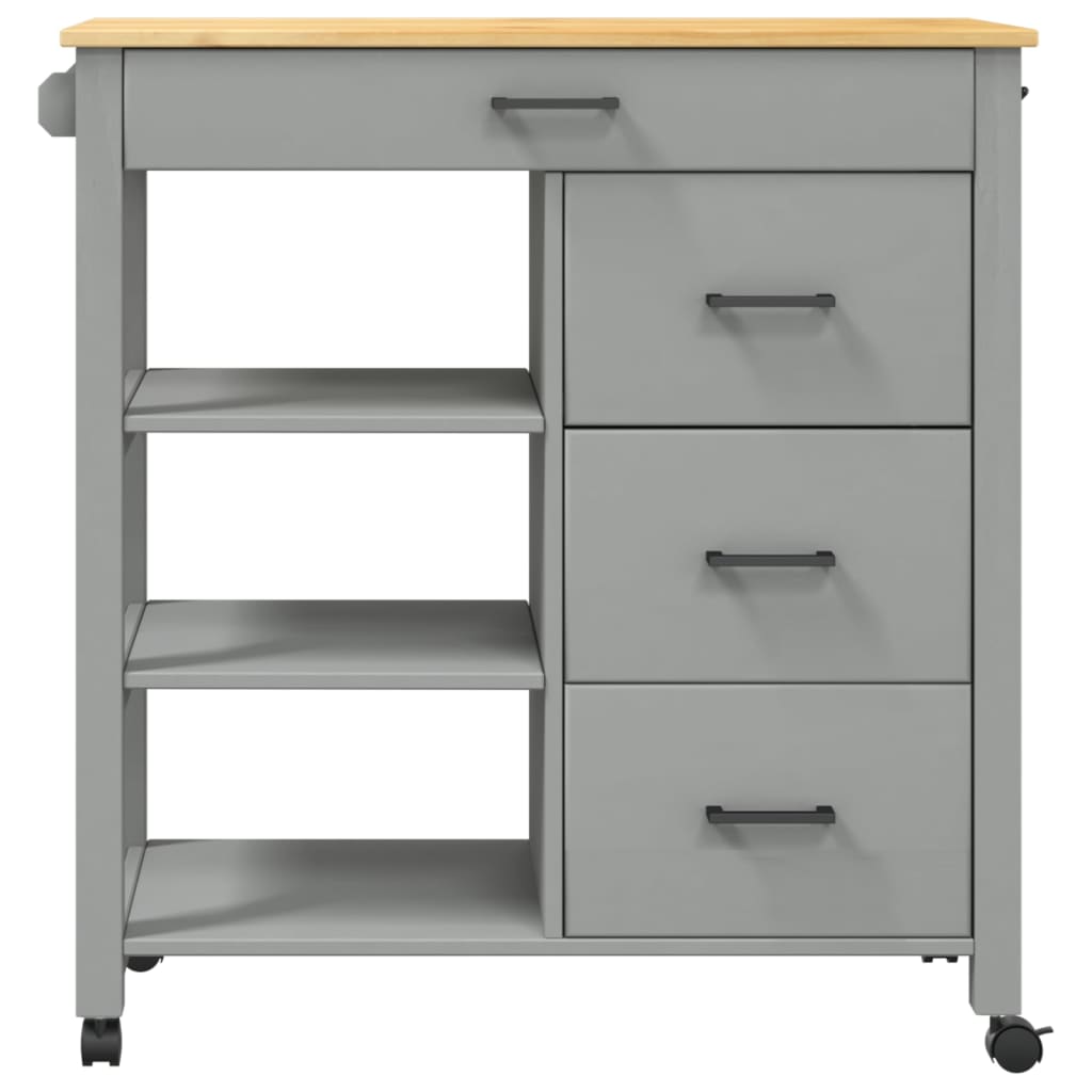Carrello Da Cucina Monza 84X40X88,5 Cm In Legno Massello Di Pino