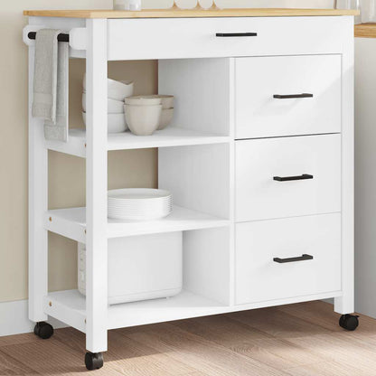 Carrello Da Cucina Monza 84X40X88,5 Cm In Legno Massello Di Pino