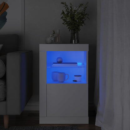 Armadietti Con Luci Led 2Pz Bianchi In Legno Multistrato
