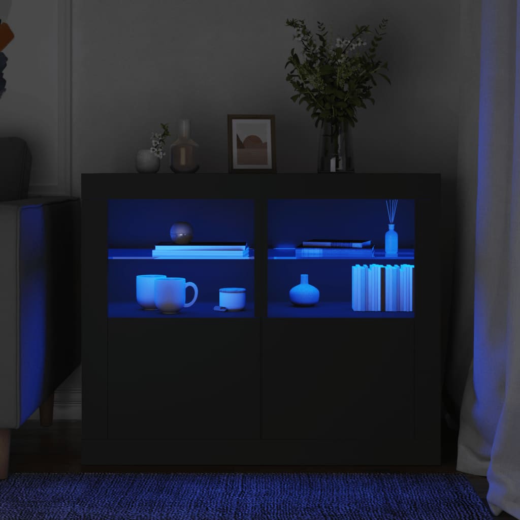 Armadietti Con Luci Led 2Pz Bianchi In Legno Multistrato