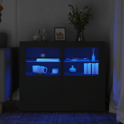 Armadietti Con Luci Led 2Pz Bianchi In Legno Multistrato