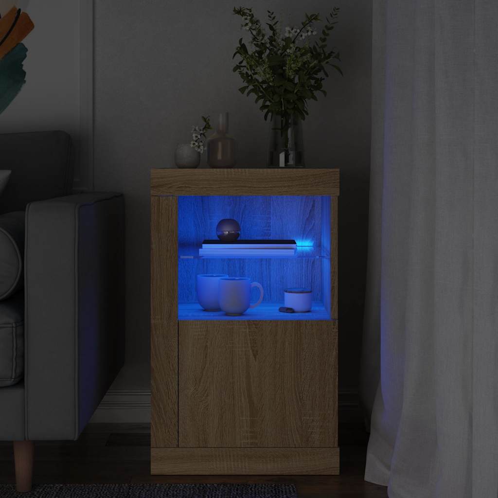 Armadietti Con Luci Led 2Pz Bianchi In Legno Multistrato