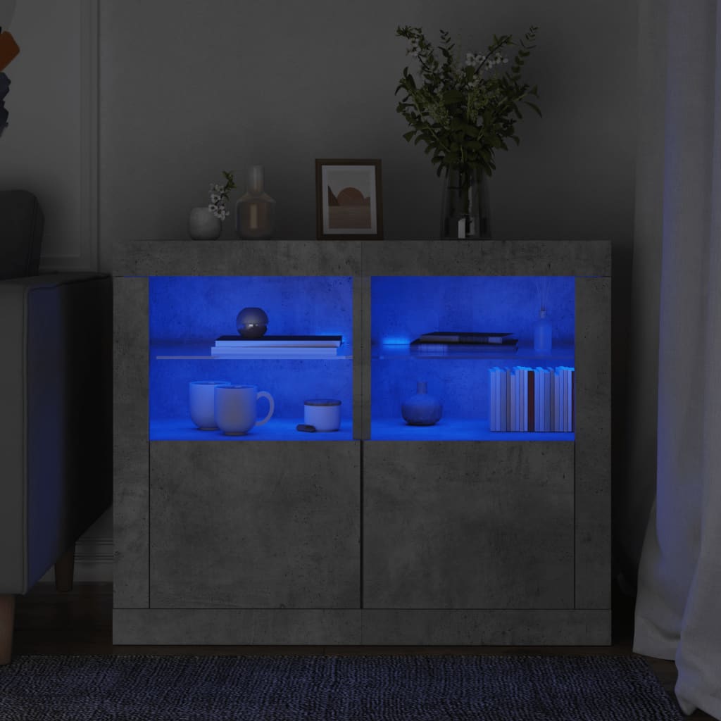 Armadietti Con Luci Led 2Pz Bianchi In Legno Multistrato