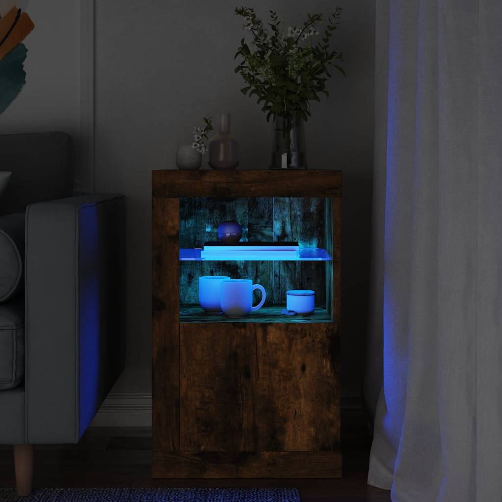 Armadietti Con Luci Led 2Pz Bianchi In Legno Multistrato