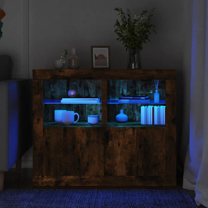 Armadietti Con Luci Led 2Pz Bianchi In Legno Multistrato