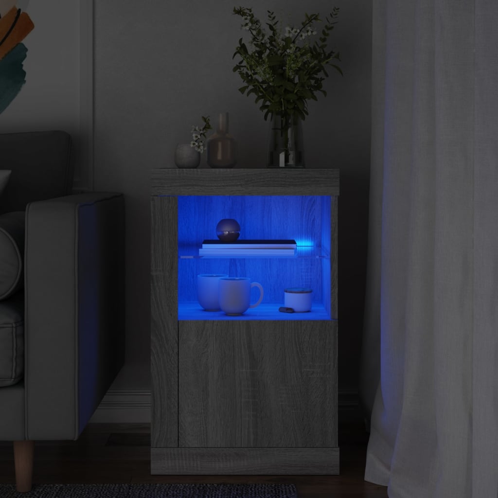 Armadietti Con Luci Led 2Pz Bianchi In Legno Multistrato
