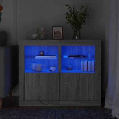 Armadietti Con Luci Led 2Pz Bianchi In Legno Multistrato